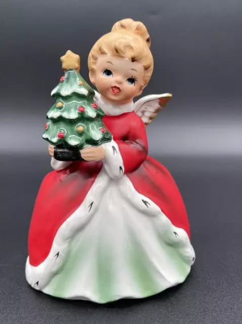 Vintage Napcoware #7260 Ceramic Christmas Angel Shopping Girl Planter Japan 50's