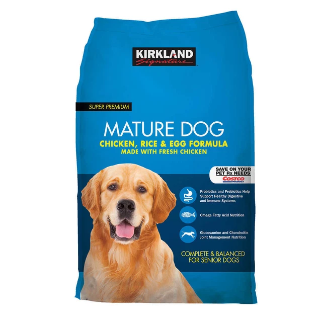 KIRKLAND SIGNATURE MATURE Formula Chicken, Rice and Egg Dog Food 40 lb