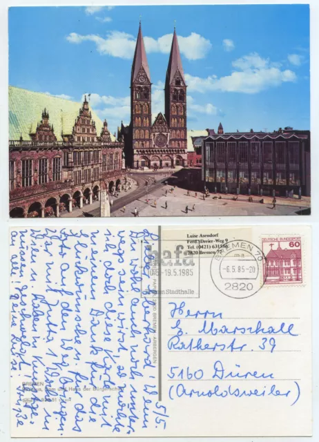 64171 - Bremen - Rathaus, Dom, Haus der Bürgershcaft - AK, gelaufen 6.5.1985