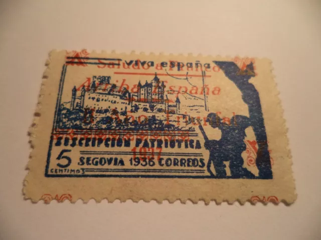 (G2W) sello de españa1936 saludo a franco ano triunfal as new de segovia