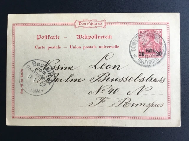 Ganzsache 20 Para Deutsche Post in der Türkei Stempel Constantinopel