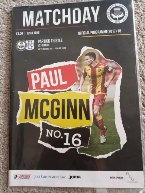 Partick Thistle v Dundee 2017 Football Programme