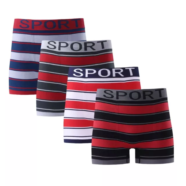 12 6 3 Pairs Men's Seamless Sport Stripy Boxer Shorts Basic Underwear S-XL
