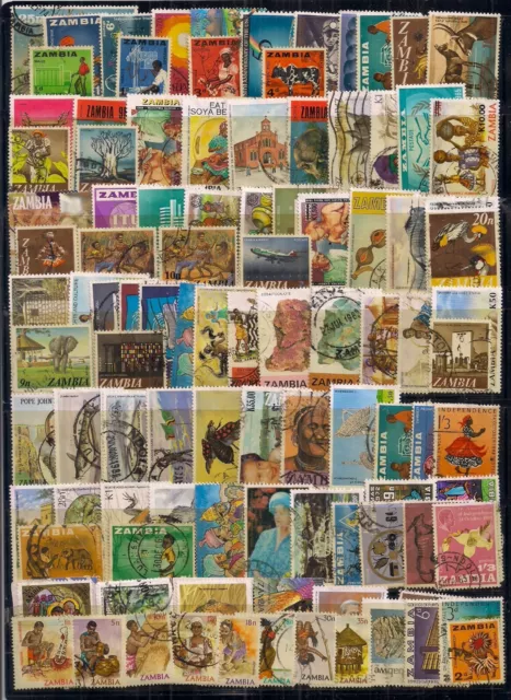 Zambia-Qe11 Selection Of 100 Fine Used Stamps.looks All Different.very Nice Lot.