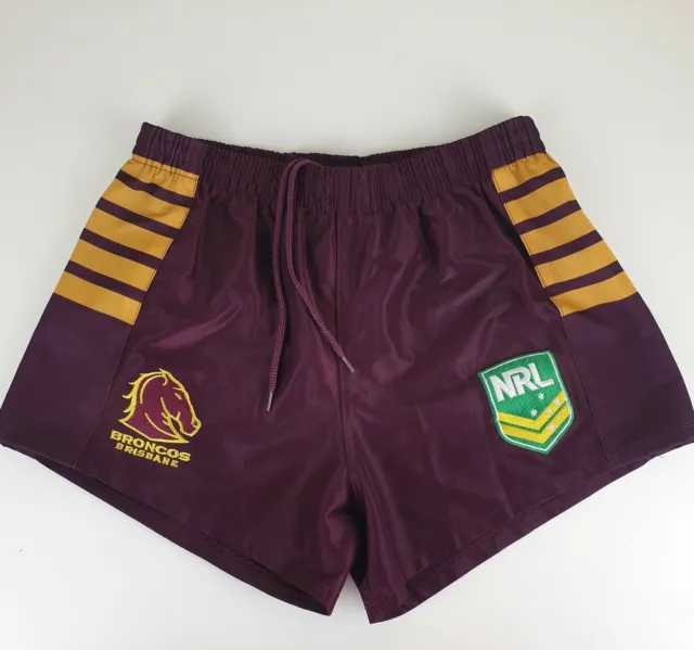 NRL Brisbane Broncos Shorts Size Small Polyester Drawstring Adult Rugby League