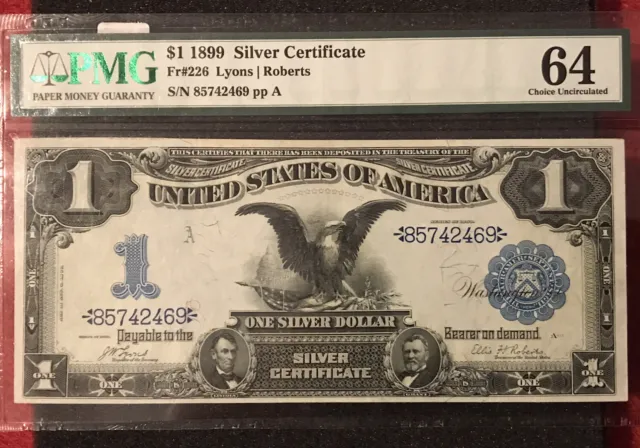 1899 $1 SILVER CERTIFICATE "BLACK EAGLE" PMG 64 Choice Uncirculated Fr 226 RARE!