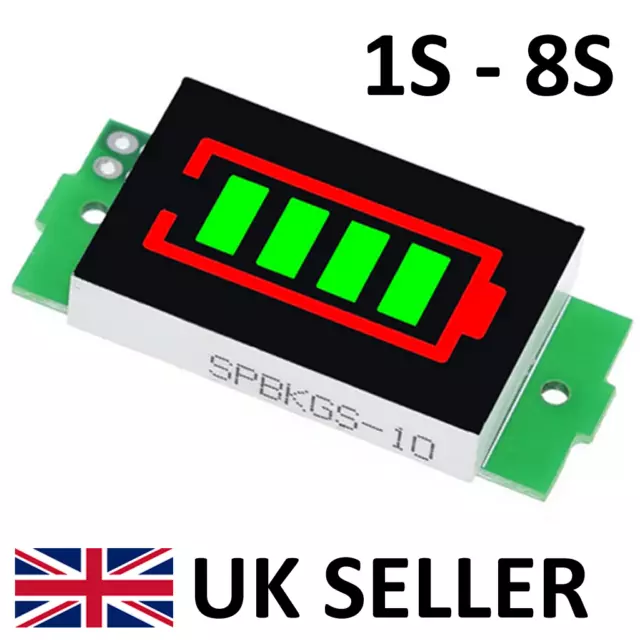 Lithium Battery Charge Indicator Module Tester Li-po Li-ion 1S 2S 3S 4S 5S 6S 8S