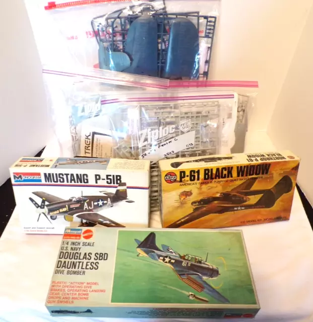 7 Unassembled Model Airplane Kits - Various Manufacture's See Below Description