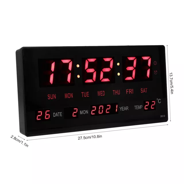 Digital LED Wall Clock Large Display Time Calendar Temp Desktop Clocks Watch