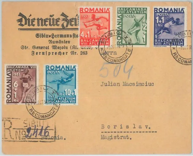 75427  - ROMANIA - POSTAL HISTORY - REGISTERED COVER to POLAND 1939
