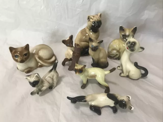 Vintage Miniature Lot Siamese Cat Japan Figurines