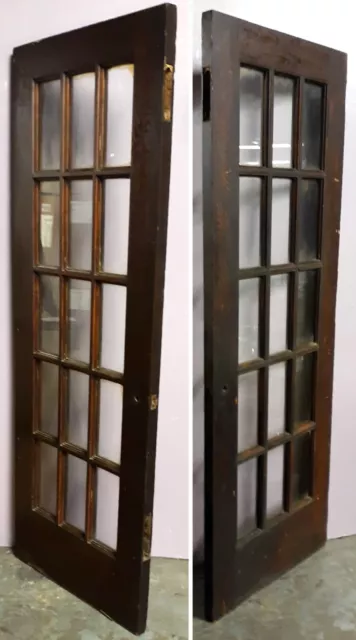 30"x83"x1.75" Antique Vintage Old Wood Wooden Interior French Door Window Glass 3