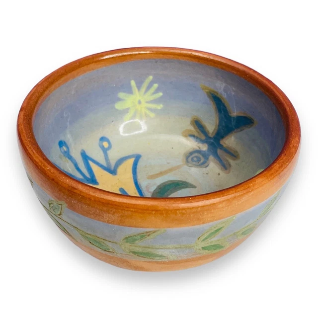Vintage Pablo Seminario Urubamba Floral Motif Pottery Trinket Dish Cusco Peru