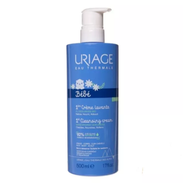 URIAGE BABY LEVANTE Cleansing Cream Newborns 500ml Face Body Scalp Nourishing