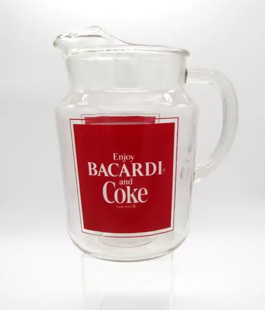 Vintage Bacardi Rum and Coca-Cola 2 Quart Glass Pitcher Coke Collectible