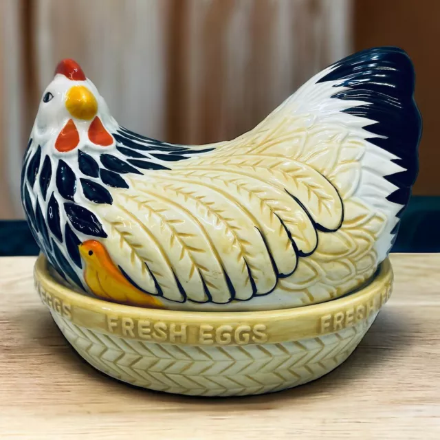 Mason Cash Mother Hen Egg Holder Kitchen Nest Basket Chicken Earthenware EUC