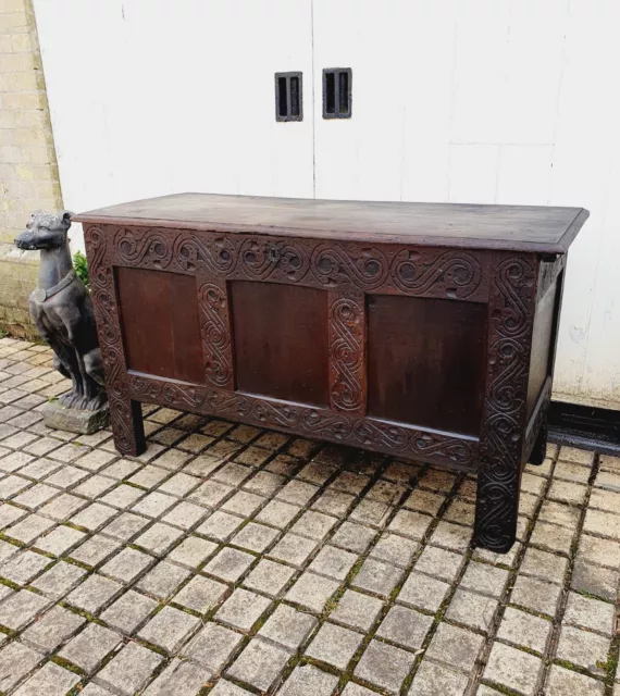 (XL) Antique Georgian 18th-Century Oak Coffer/Storage Chest COURIER ASSIST.