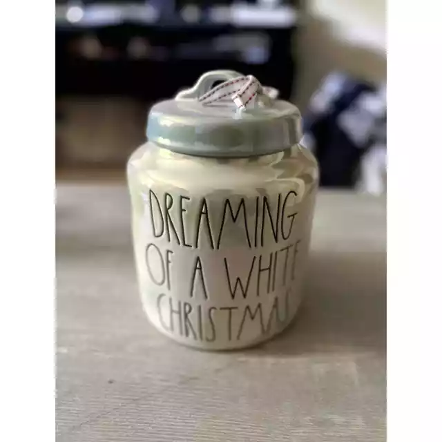 Rae Dunn Large "DREAMING OF A WHITE CHRISTMAS" 8" Iridescent Canister