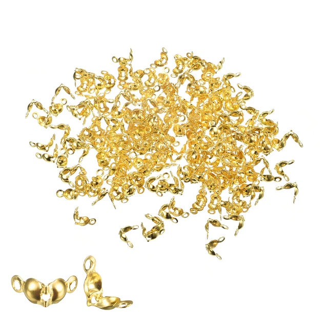 Kit 400 Embouts à Sertir Pliants 3mm Laiton - 2 Couleurs Or & Platine Pour Bijoux DIY, Bracelets, Colliers Et Rubans