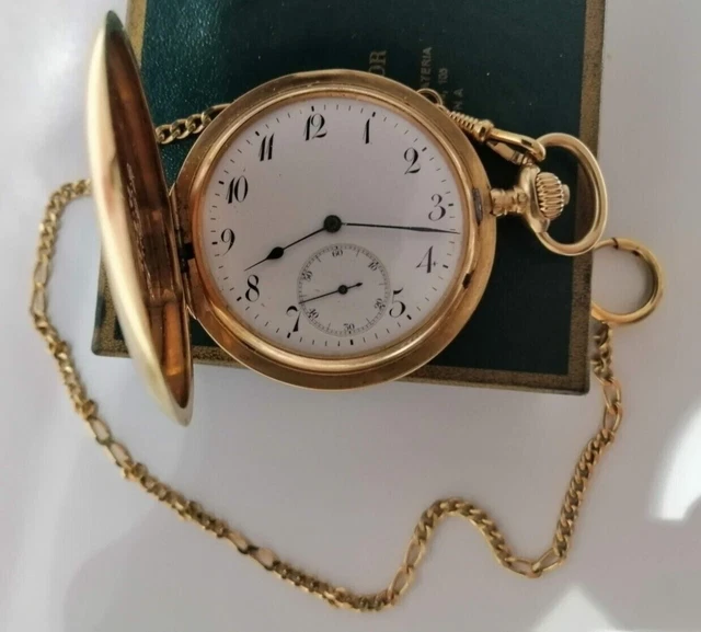 Reloj antiguo de bolsillo Longines EFCO Oro amarillo 18 kt, con cadena oro