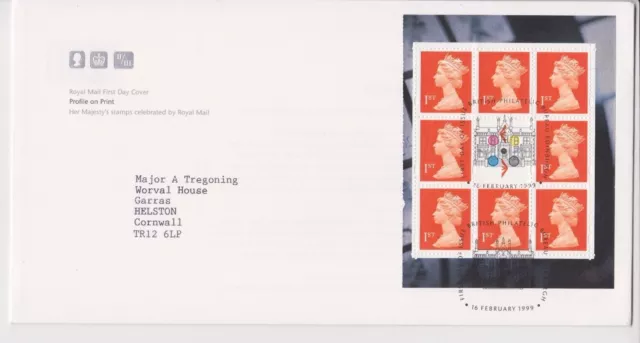 Gb Royal Mail Fdc Cover 1999 Profile On Print Orange Prestige Pane Bureau Pmk