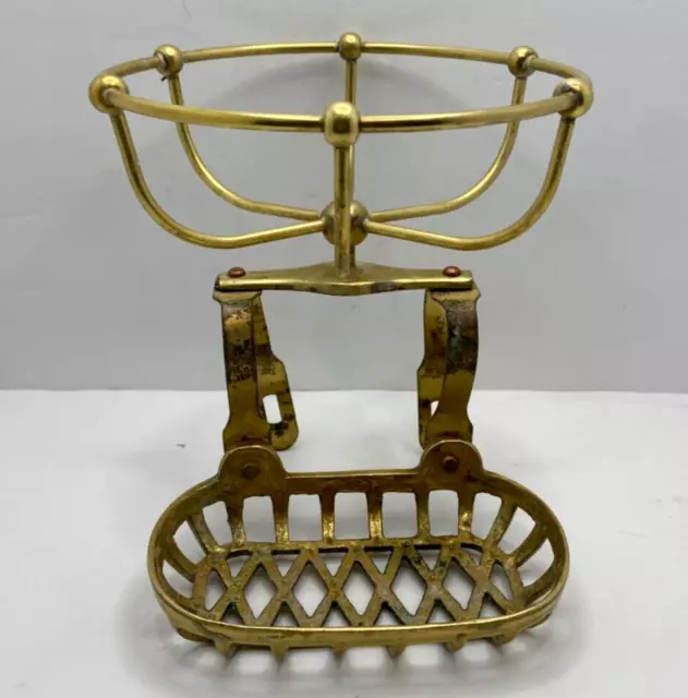 VTG Polished Brass Clawfoot Tub Soap Dish with Sponge Holder