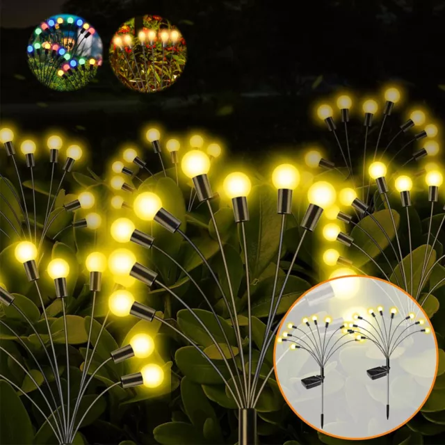 Glühwürmchen Leuchte Solar 10 LED Gartenlichter Wasserdicht Firefly Solarlampen