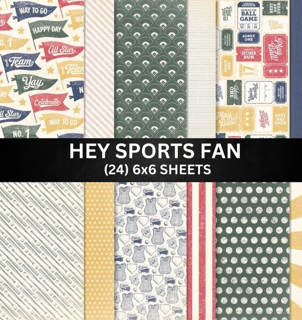 Papel de la serie de diseñador Stampin Up HEY SPORTS FAN - (24) 6x6 hojas