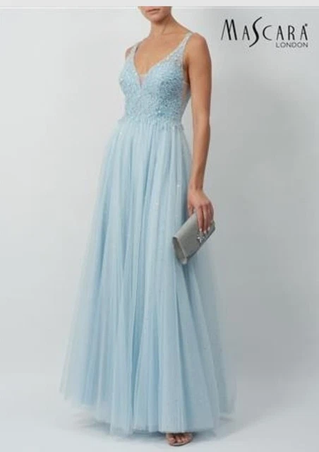 Mascara Mc120137 size 10 baby blue Evening dress sparkle petal BNWT