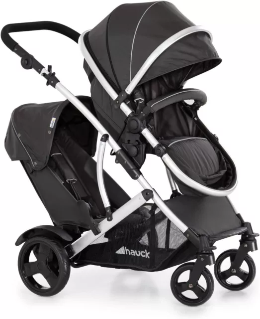 hauck Duett 2 Double Tandem Baby Pushchair Twin Stroller - Black