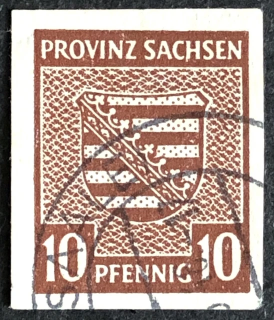 SBZ gestempelt Mi. Nr. 72 Provinz Sachsen Wappen 10 Pfennig