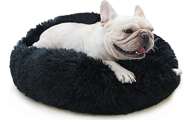 Dog Bed Donut Soft Round Plush Cat Beds For Calming Pet Anti Anxiety Washable...