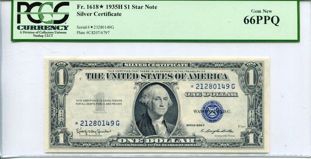 1935-H $1 Silver Certificate PCGS 66PPQ *Star* Serial #*21280149G