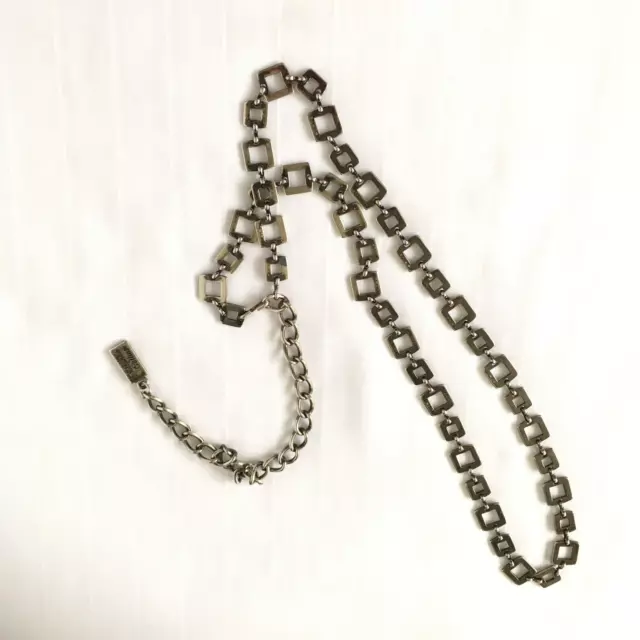 Stephen Collins Vintage Silver Tone Chain Square Link Belt & Gift Bag