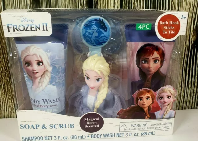 Disney Frozen Soap & Scrub  Bath Set  Shampoo Body Wash Scrubby Elsa Anna New