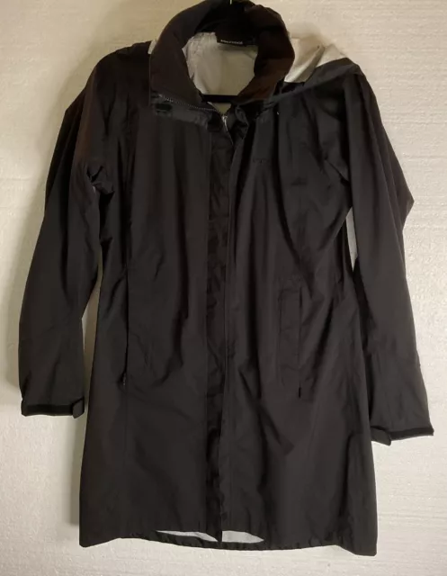 Marmot Rain Jacket Windbreaker Womens Medium Black Taped Longer Fit Outerwear
