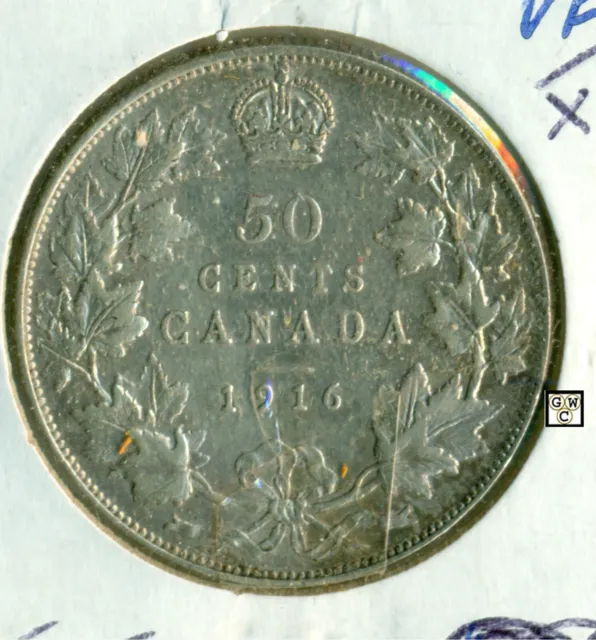 Canada 1916  50cents Coin  VF/XF