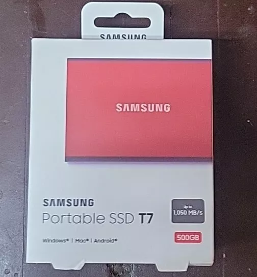 Samsung T7 500 GB Externo SSD Rojo MU PC500R/AM Windows Android MAC Nuevo y Sellado