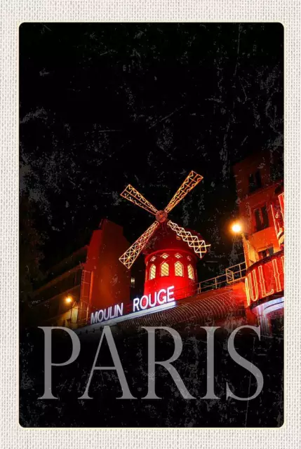 Holzschild Holzbild 18x12 cm Moulin Rouge Paris Varieté Geschenk