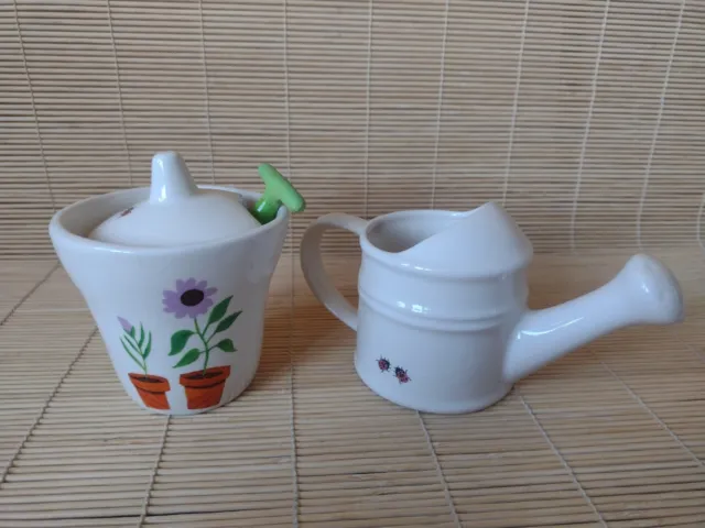 Whittard of Chelsea - Sugar Bowl Flower Pot and Spade and Watering Can Creamer