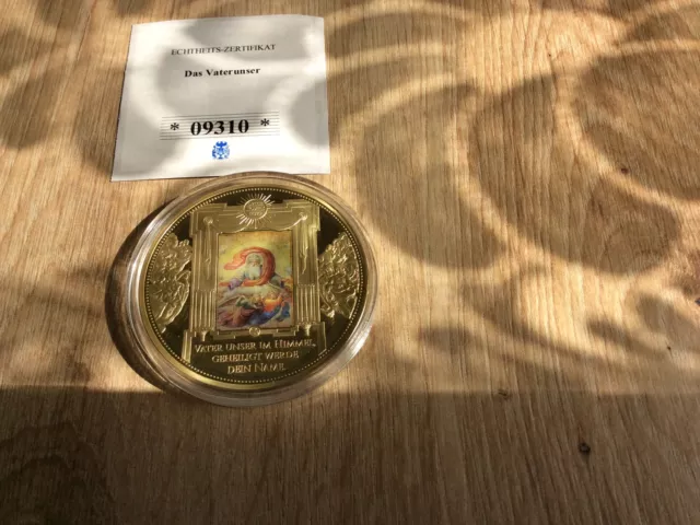 Medaille Vaterunser - Gott Vater im Himmel PP in Kapsel, Zertifikat 50 mm, 54 g.