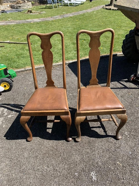 Pair Of Antique Oak Carver Dining Chairs