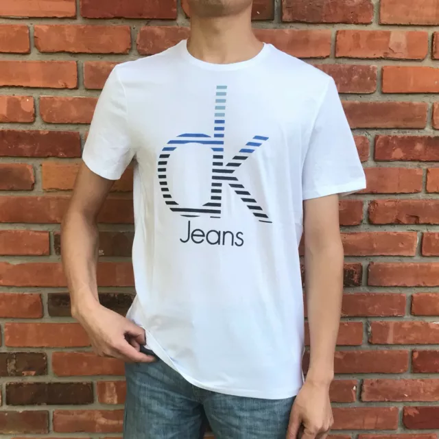 NWT Calvin Klein CK Pride Warped Stripe Monogram Logo T-Shirt Tee