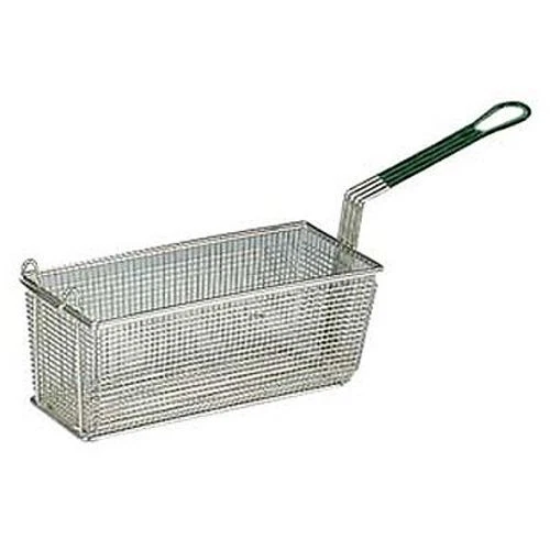 Prince Castle 77-P 13" x 5-5/8" Fry Basket with Green Plastisol Handle