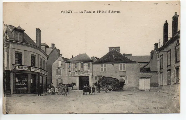 VERZY - Marne - CPA 51 - La Place - Le Familistere - L'hotel d'Antwerp