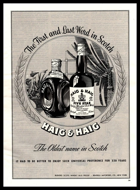 1947 Haig & Haig Five Star "The First And Last Word In Scotch" Vintage Print Ad