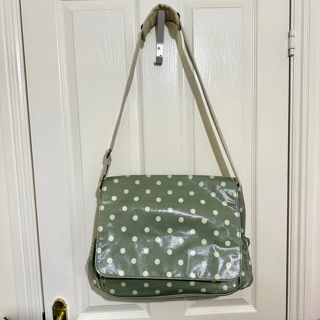 Cath Kidston Olive Green Spot Polka Dot Oil Cloth Nappy Changing Bag & Mat