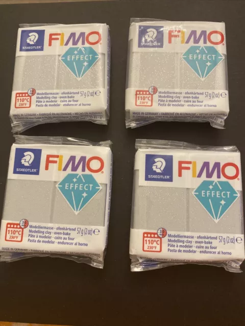 FIMO Effect Polymer Oven Modelling Clay 57g - Glitter Silver