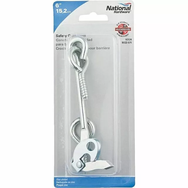Safety Gate Hook, 6", Zinc Plated, New... National Hardware