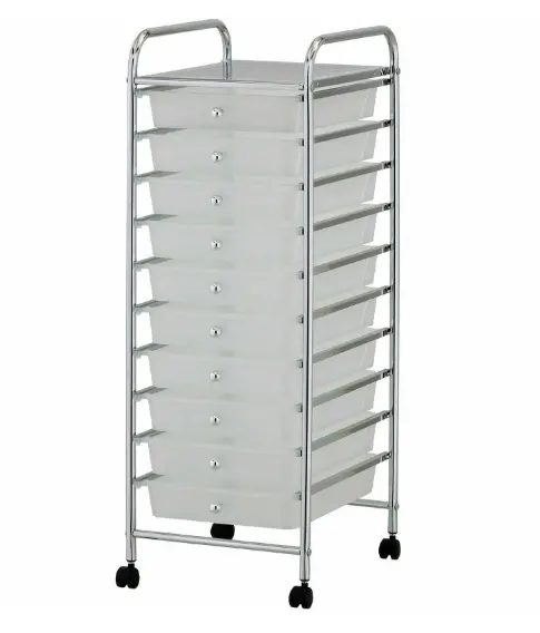 Portable 10 Drawer Cabinet Unit Storage Trolley on Wheel Cart Home Office Salon